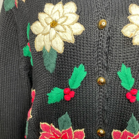 Béchamel Holiday Poinsettia Cardigan -Size PL - Picture 3 of 6